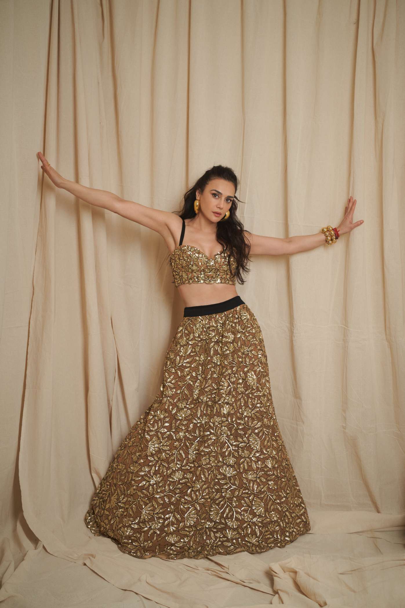 Gold Floral Lehenga