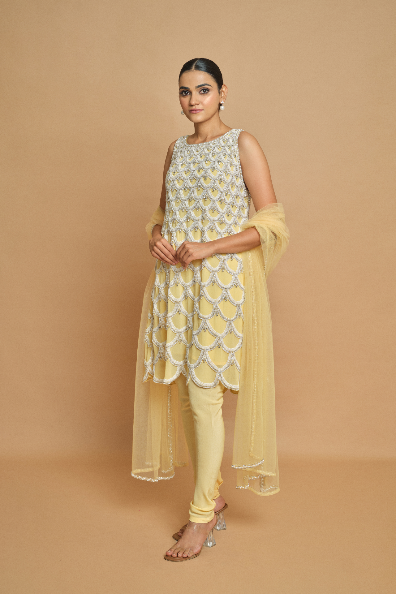 Yellow Crepe Churidar
