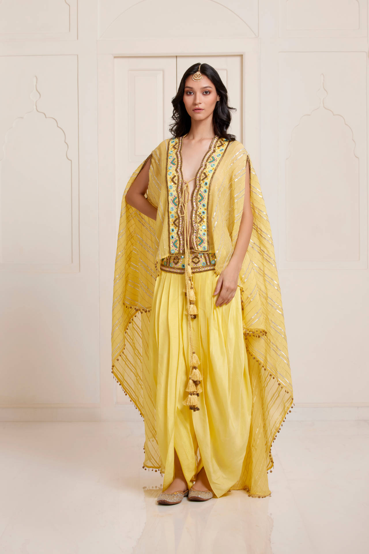 Yellow High-Low Cape With Slip
