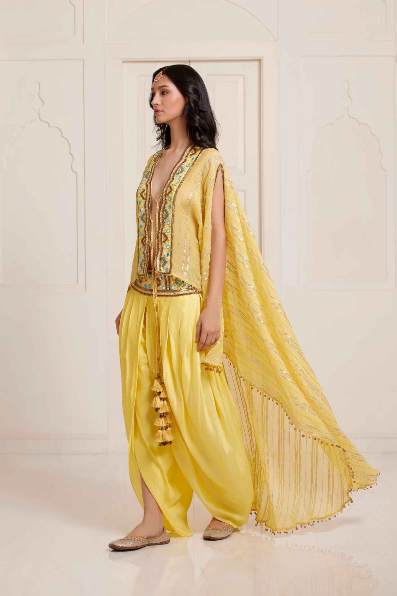Yellow High-Low Cape With Slip