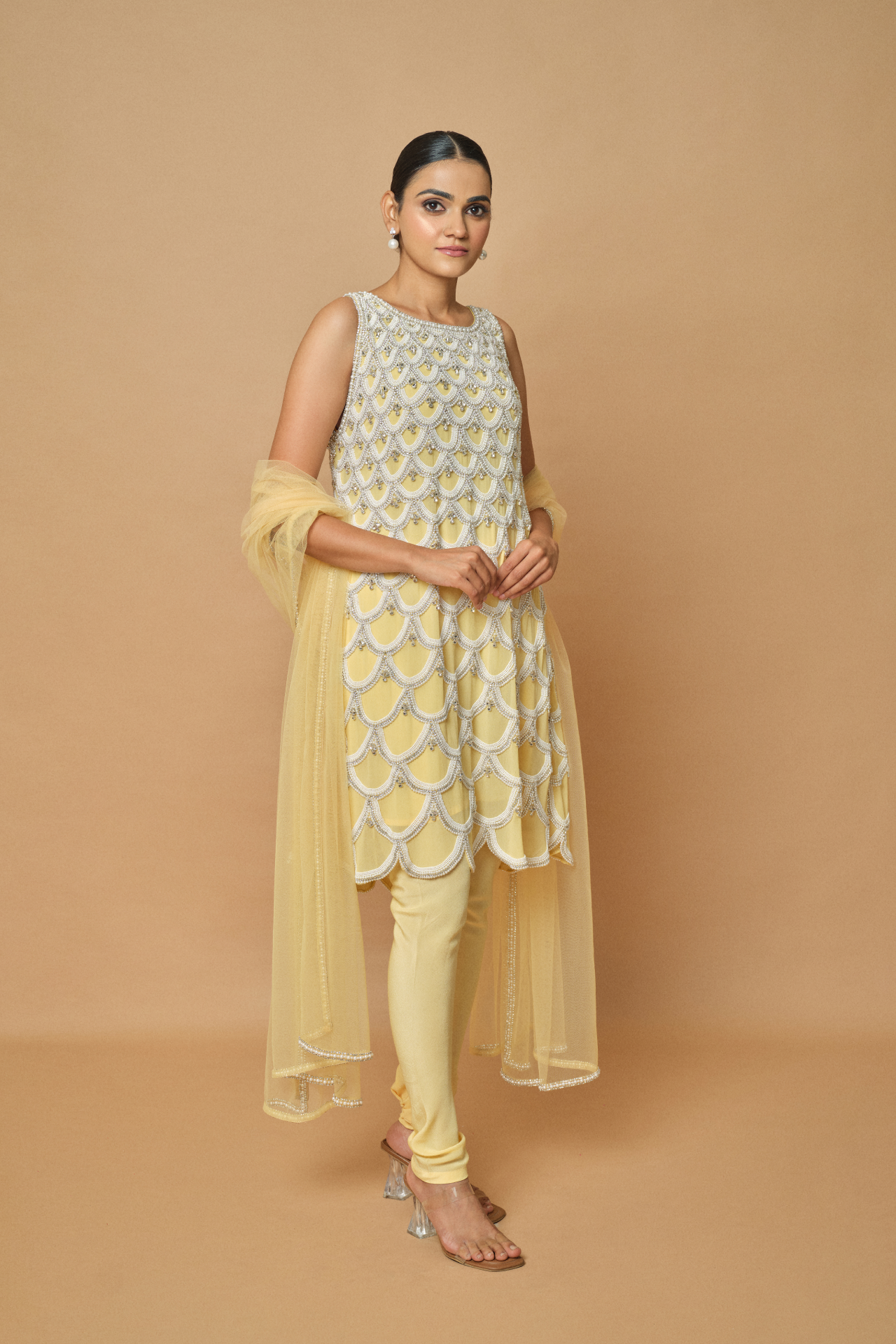 Yellow Net Dupatta