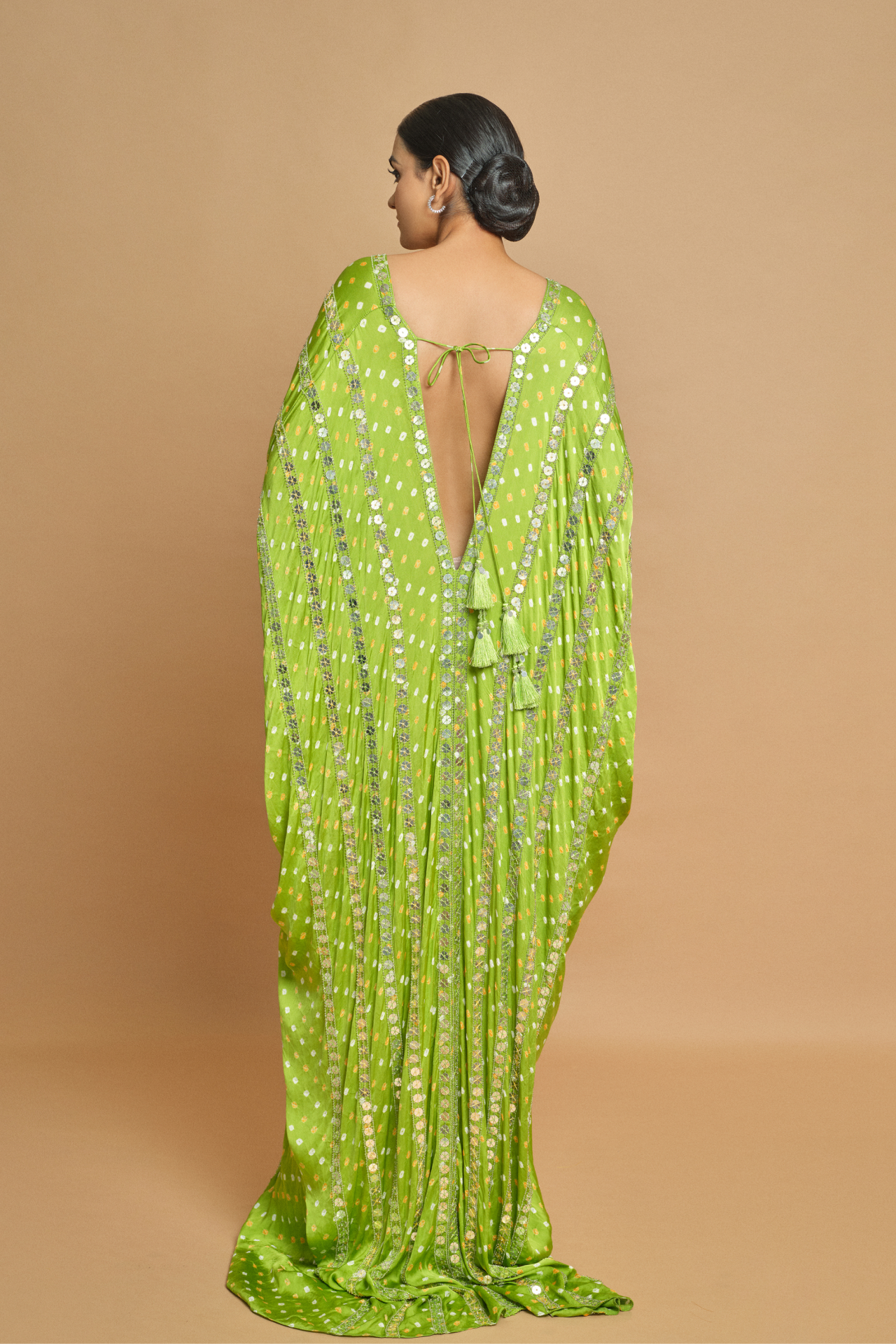 Green Bandhani Long Kaftan