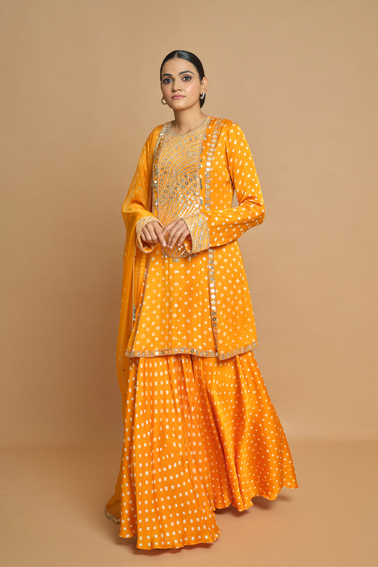 Orange Bandhani Sharara
