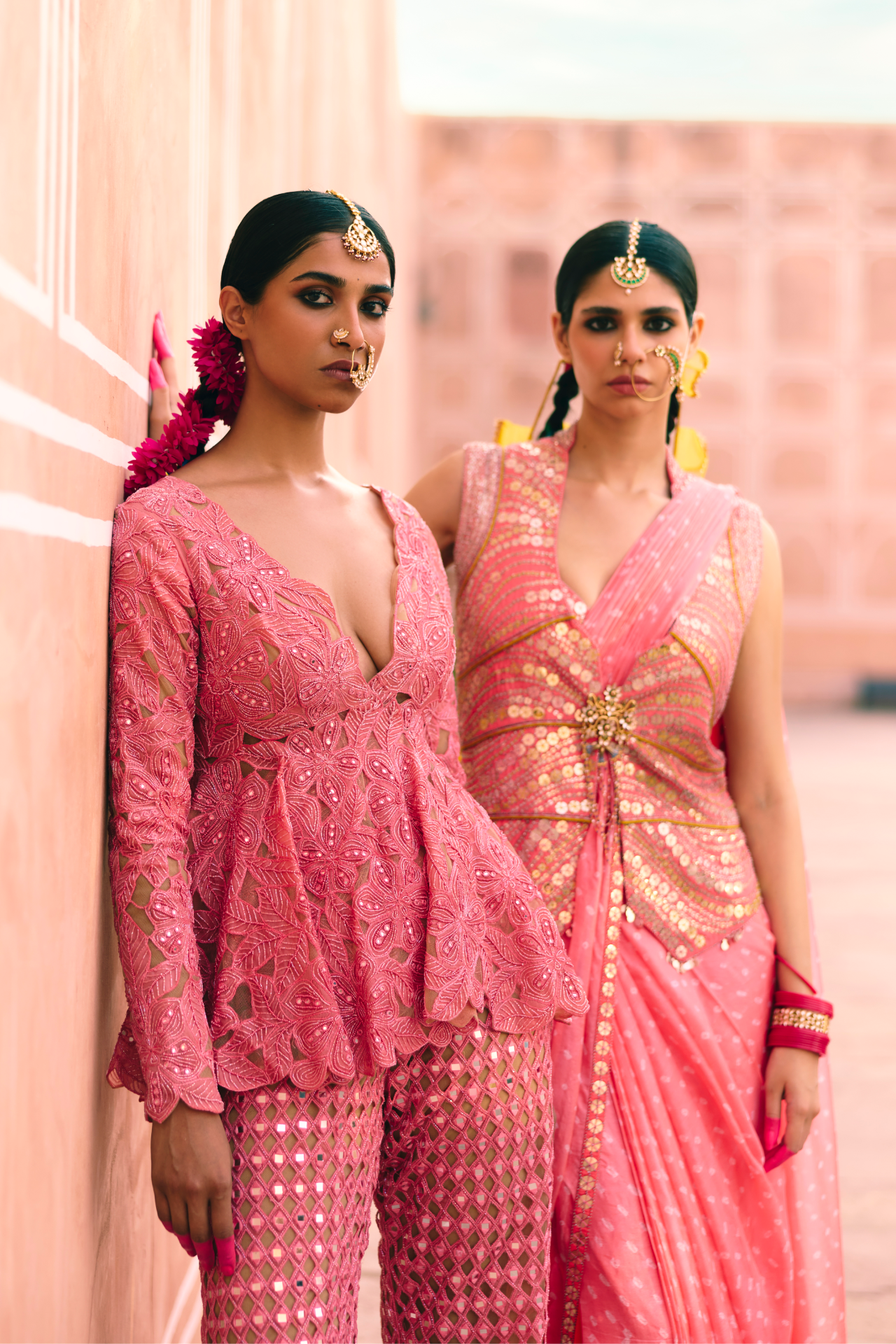 Pink Cutwork Peplum Top