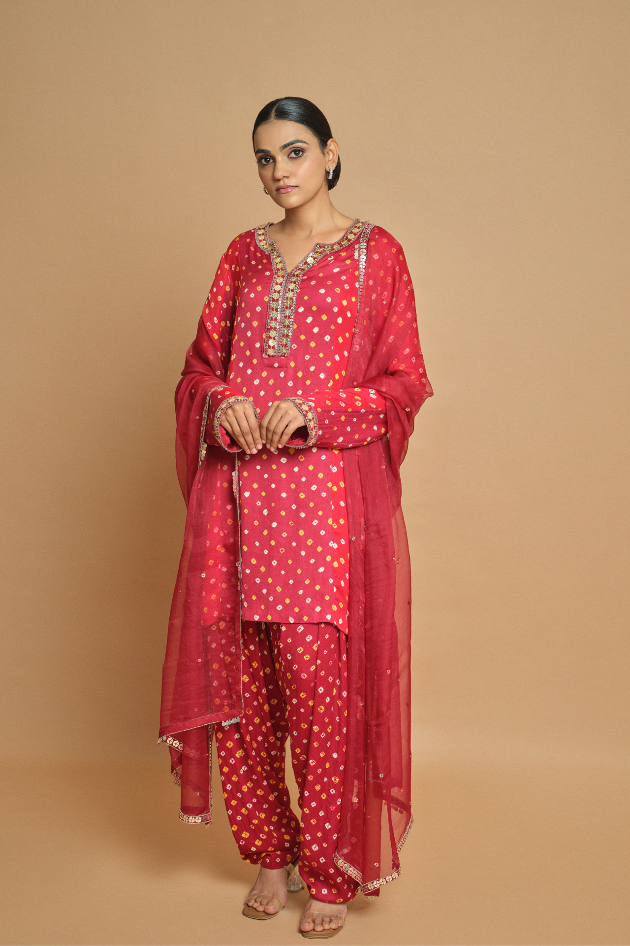 Red And Maroon Short Kurta