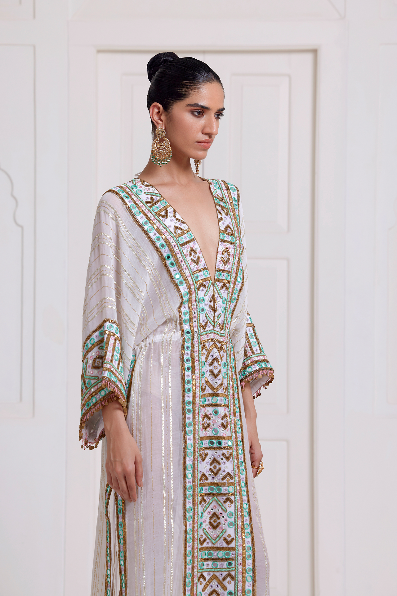 Ivory Kaftan With Side Tie-Up