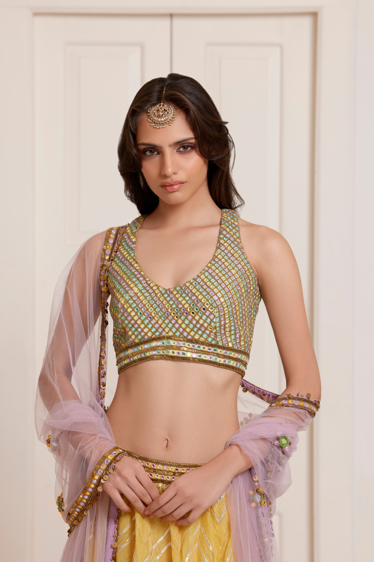 Multi Mirror Embroidered Choli